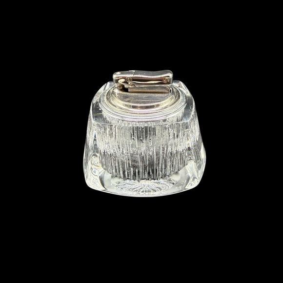 Nancy Daum Crystal Table Lighter Signed Vintage MCM Ice Cube Textured France - Picture 2 of 13